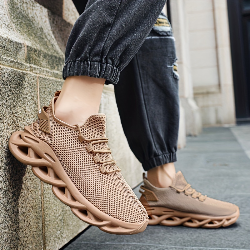 mens slip on blade sneakers with shoelaces odor resistant athletic shoes lightweight and breathable details 1