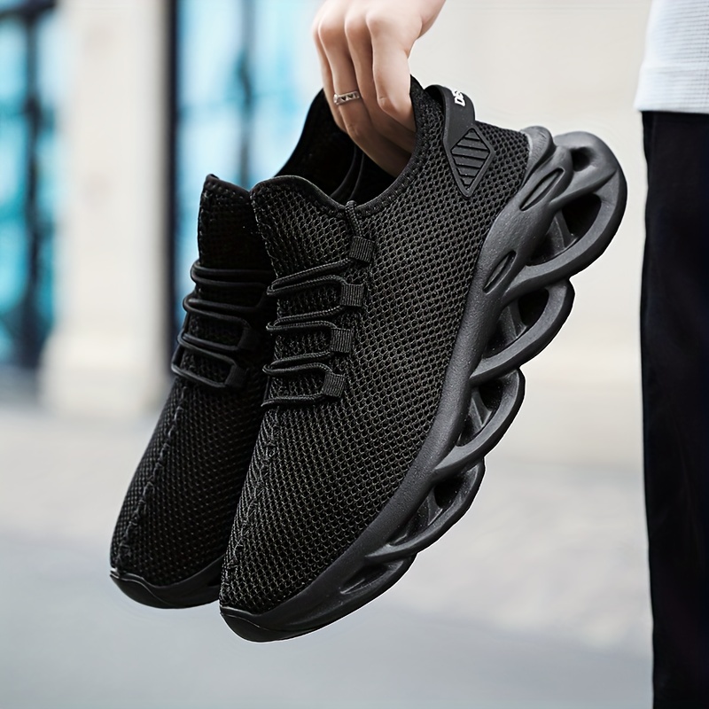 mens slip on blade sneakers with shoelaces odor resistant athletic shoes lightweight and breathable details 6