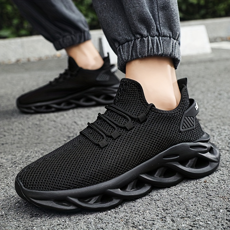 mens slip on blade sneakers with shoelaces odor resistant athletic shoes lightweight and breathable details 7