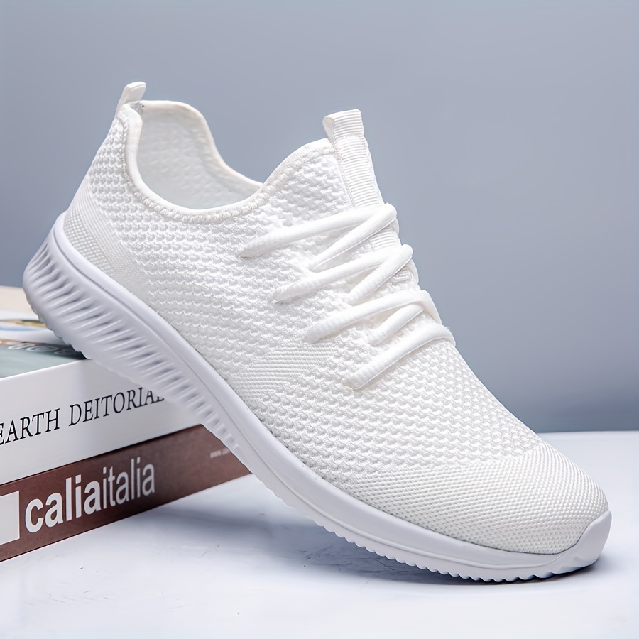 plus size mens solid colour woven knit breathable running shoes comfy non slip durable soft sole sneakers for mens outdoor activities details 4
