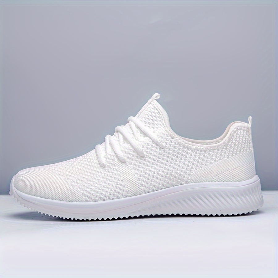 plus size mens solid colour woven knit breathable running shoes comfy non slip durable soft sole sneakers for mens outdoor activities details 7