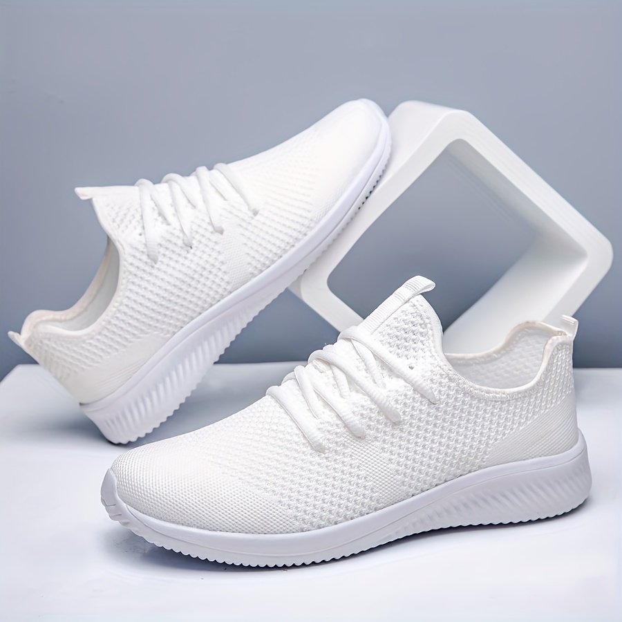 plus size mens solid colour woven knit breathable running shoes comfy non slip durable soft sole sneakers for mens outdoor activities details 8
