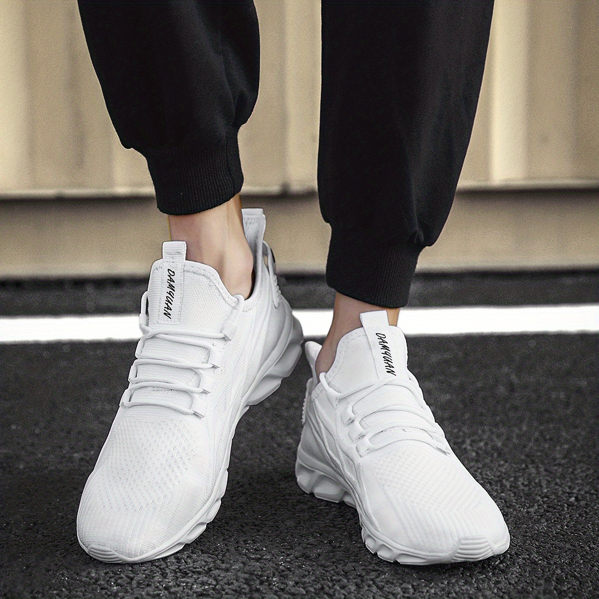 mens knit breathable lightweight running shoes couple outdoor walking sneakers spring and summer details 8