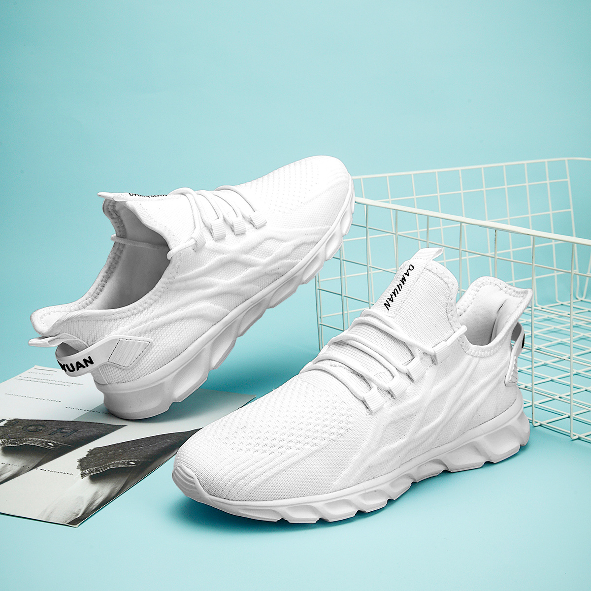 mens knit breathable lightweight running shoes couple outdoor walking sneakers spring and summer details 9