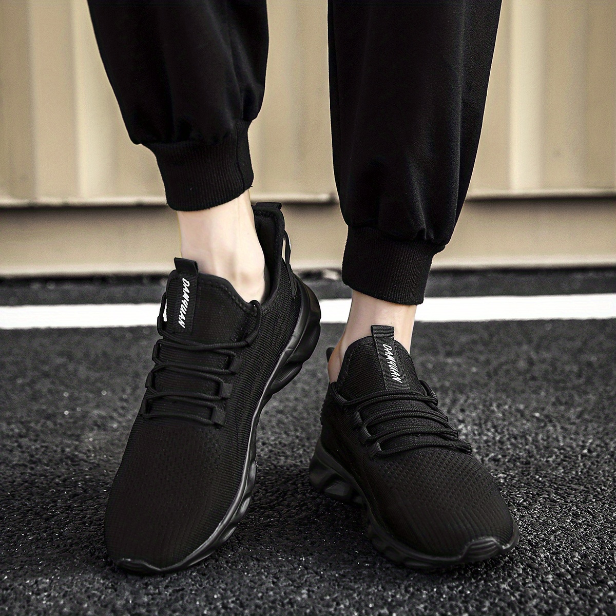 mens knit breathable lightweight running shoes couple outdoor walking sneakers spring and summer details 14