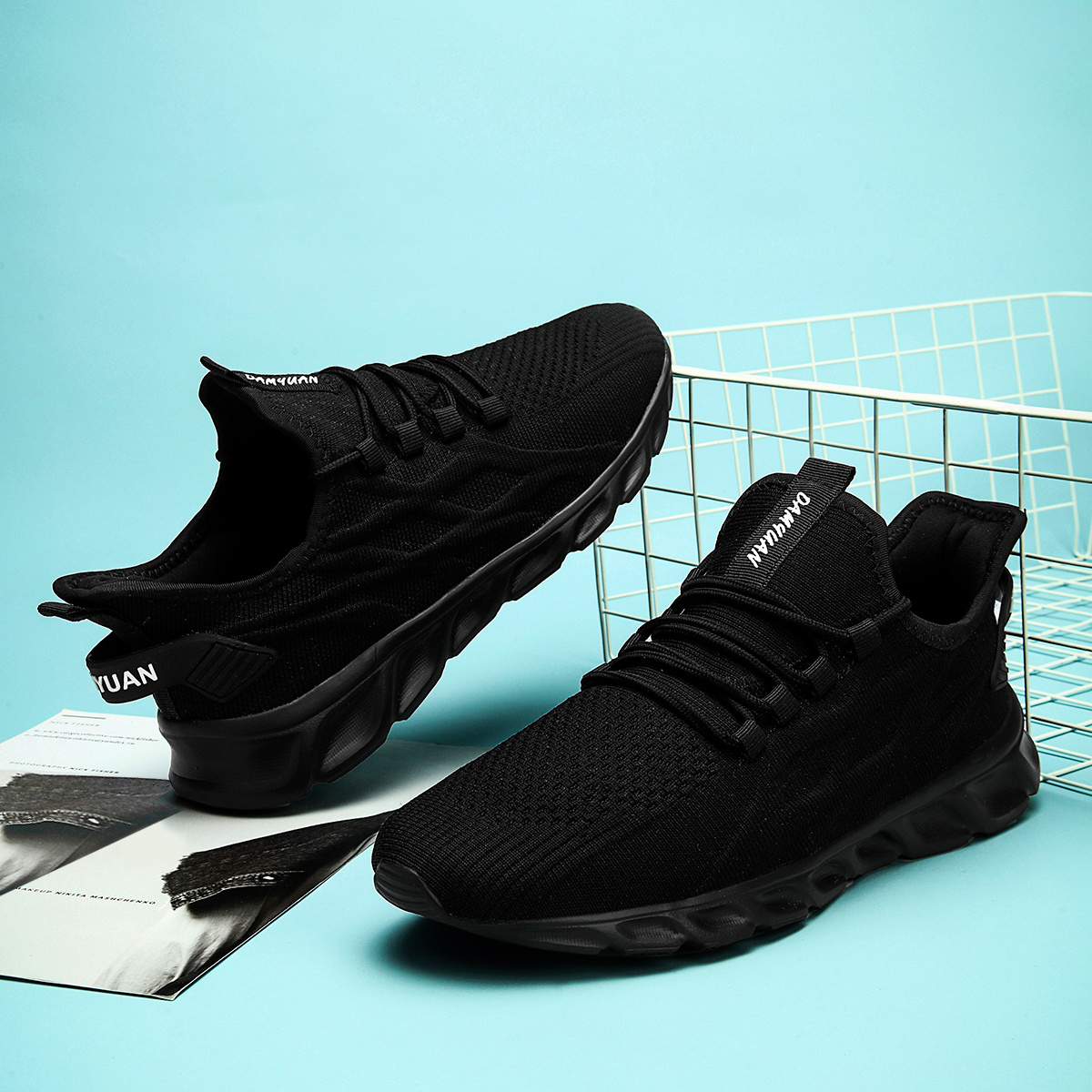 mens knit breathable lightweight running shoes couple outdoor walking sneakers spring and summer details 15