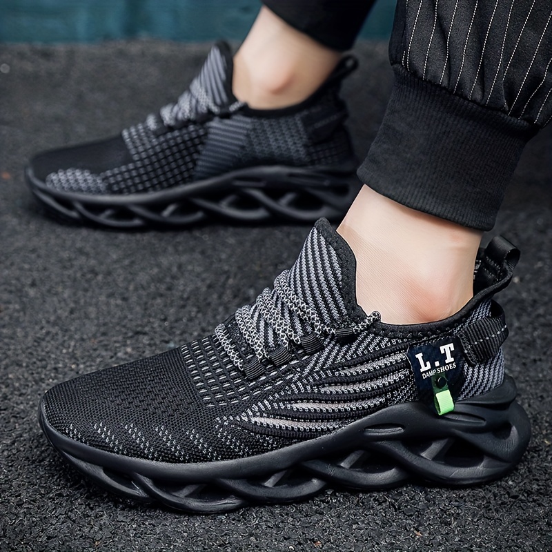 mens slip on mesh sneakers with shoelaces odor resistant athletic shoes lightweight and breathable for halloween details 7